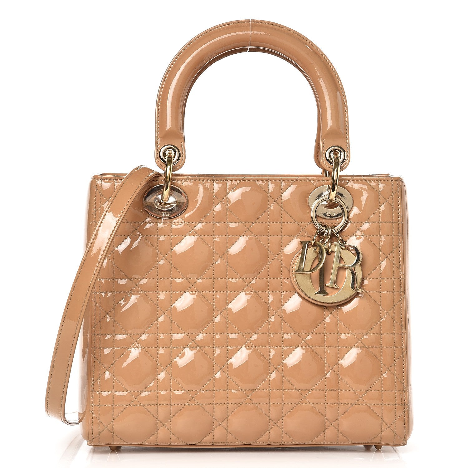 Christian Dior Patent Cannage Medium Lady Dior Beige 1 of 7