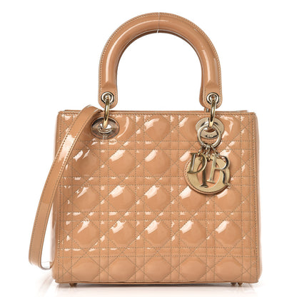 Christian Dior Patent Cannage Medium Lady Dior Beige 1 of 7