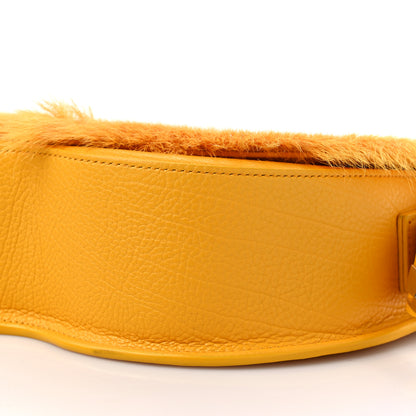 Burberry Calfskin Goat Fur Chess Satchel Bag Mimosa 8 of 10