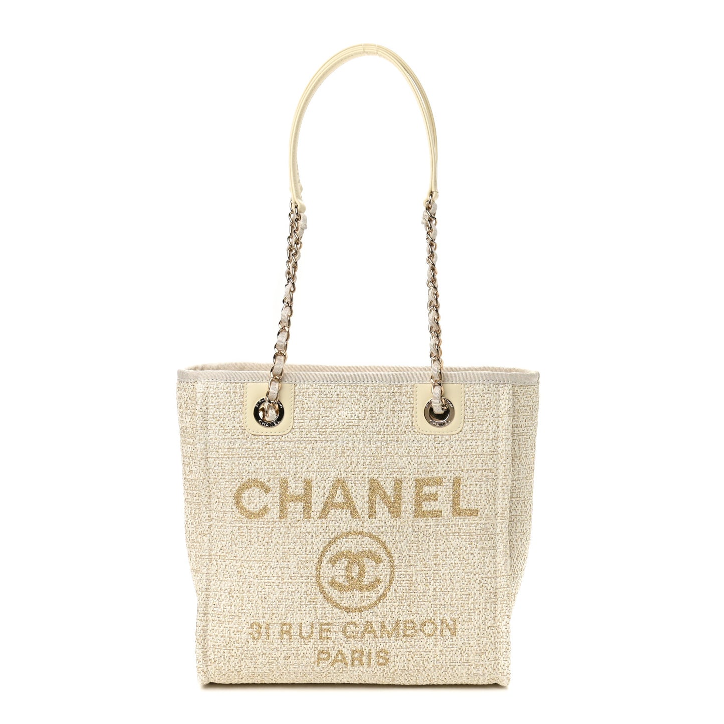 Lurex Boucle Mini Deauville Tote White