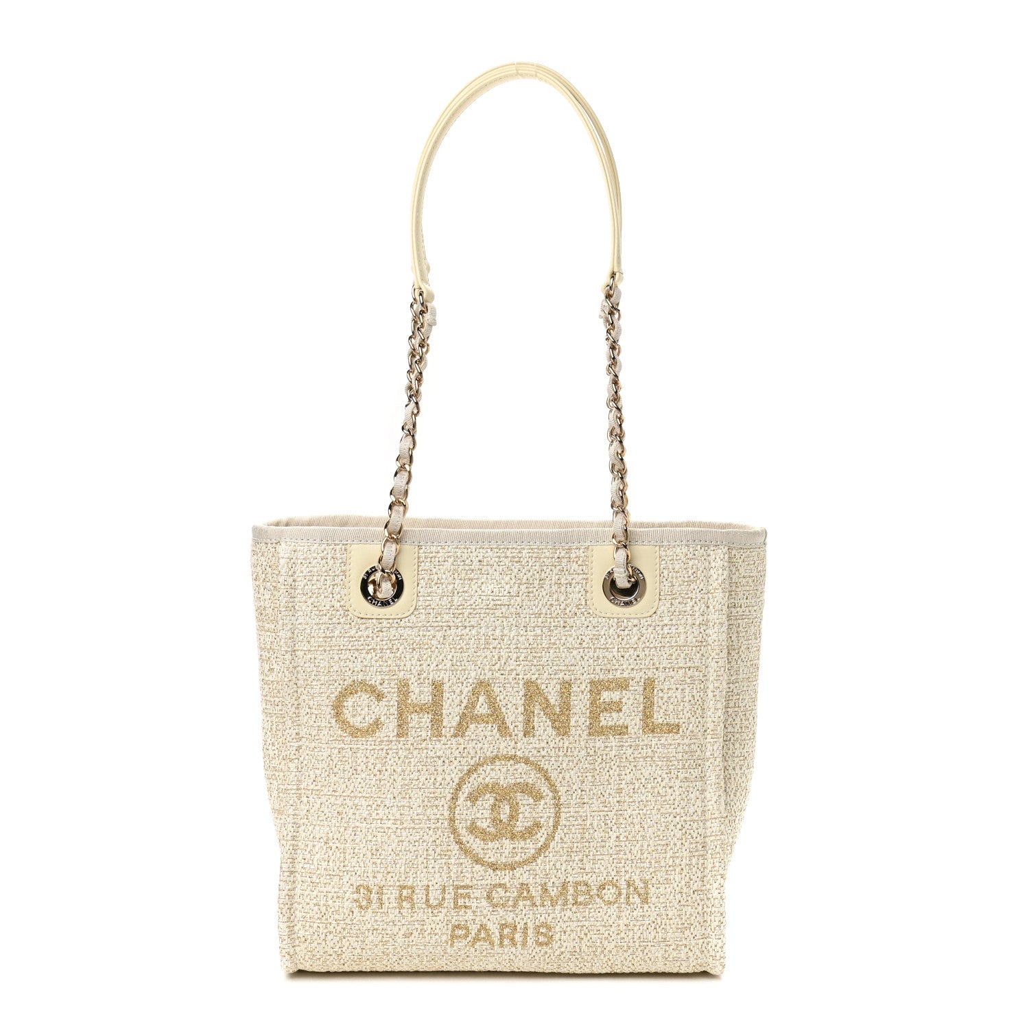 Chanel Lurex Boucle Mini Deauville Tote White 1 of 10