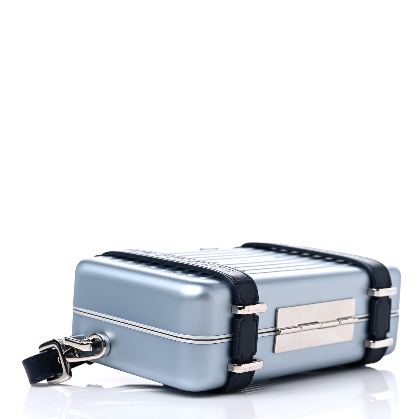 X RIMOWA Aluminum Personal Clutch On Strap Bleu