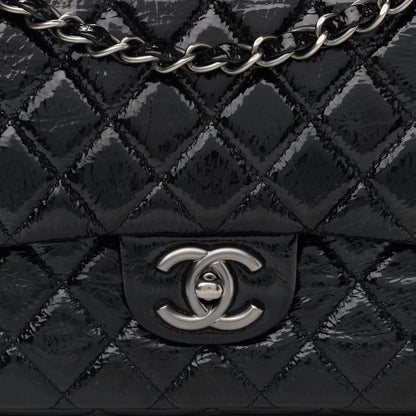 Chanel Distressed Patent Quilted Medium Double Flap Black 8 of 10