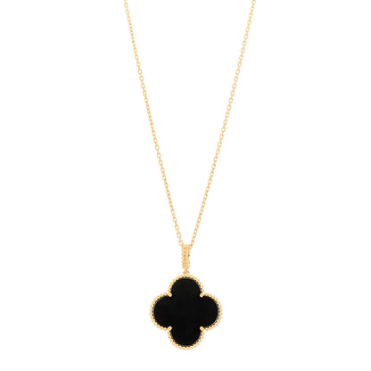Van Cleef & Arpels 18K Yellow Gold Black Onyx Magic Alhambra Pendant Necklace 1 of 5