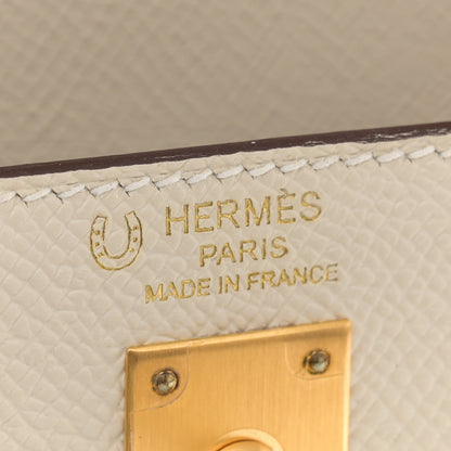 Hermes Epsom Bi-Color Horseshoe Kelly Sellier 25 Craie Gold 6 of 11