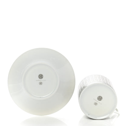 Hermes Porcelain Mosaique Au 24 Breakfast Cup And Saucer Set Of 2 Platine 5 of 11