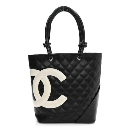 Chanel Calfskin Quilted Medium Cambon Tote Black White 1 of 13