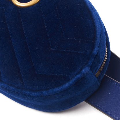 Gucci Velvet Matelasse GG Marmont Belt Bag 95 38 Cobalt Blue 8 of 9