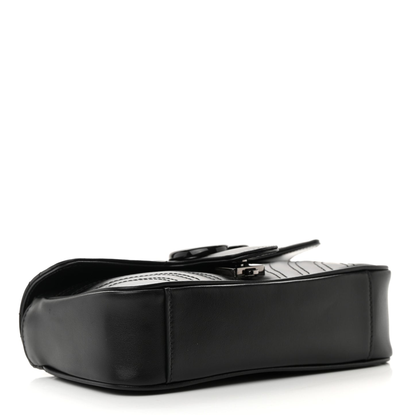 Calfskin Matelasse Monochrome Mini GG Marmont Shoulder Bag Black