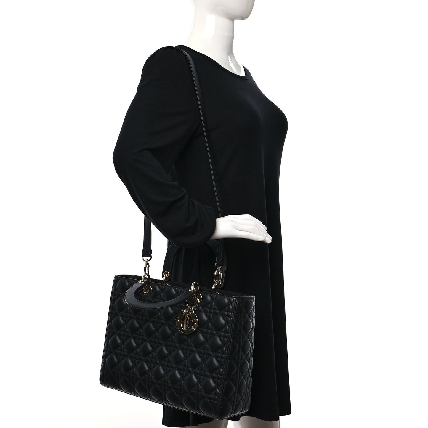 Lambskin Cannage Large Lady Dior Black