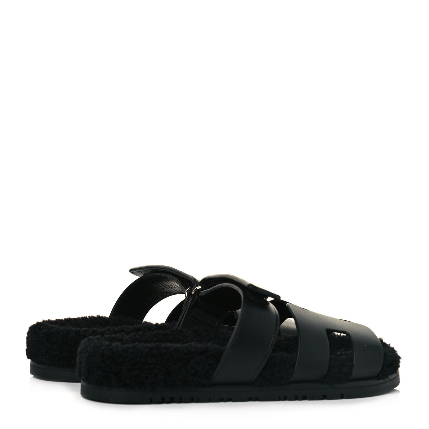 Calfskin Woolskin Womens Chypre Sandals 37.5 Black