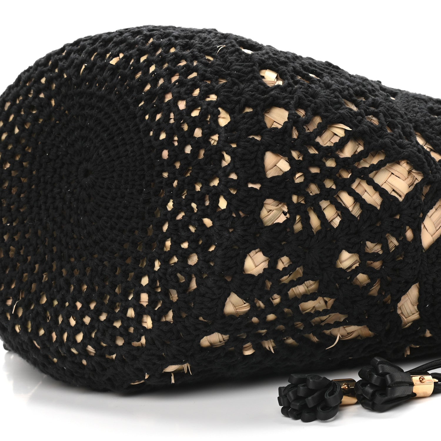 Dolce & Gabbana Woven Raffia Crochet Tote Black Multicolor 9 of 10