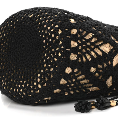 Dolce & Gabbana Woven Raffia Crochet Tote Black Multicolor 9 of 10