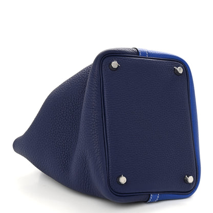 Hermes Taurillon Clemence Casaque Picotin Lock 18 PM Bleu Electrique Bleu Encre 4 of 11