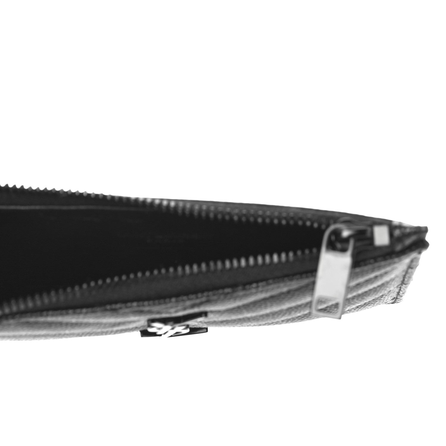 Saint Laurent Grain De Poudre Matelasse Chevron Monogram Fragments Zippered Card Case Black 5 of 11