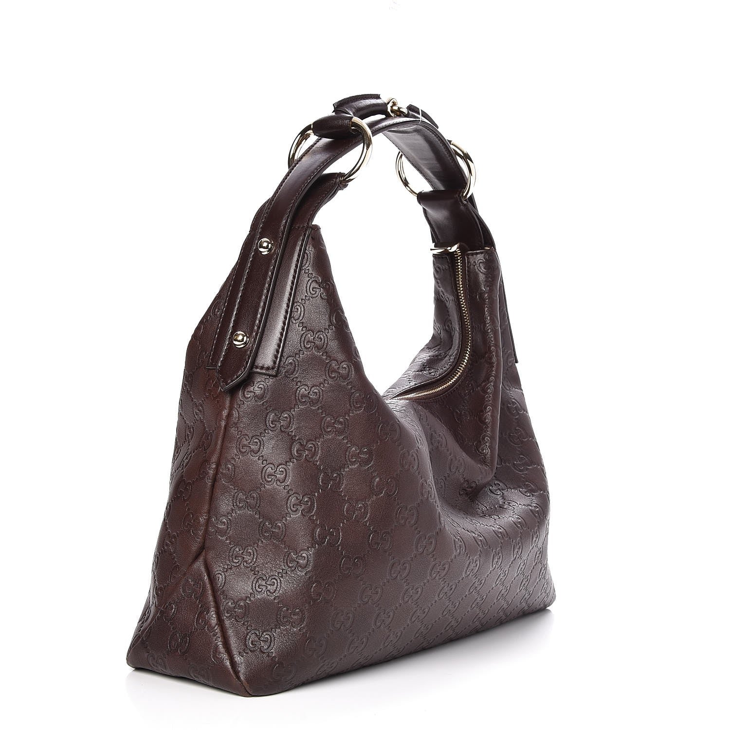 Gucci Guccissima Medium Horsebit Chain Hobo Dark Brown 3 of 7