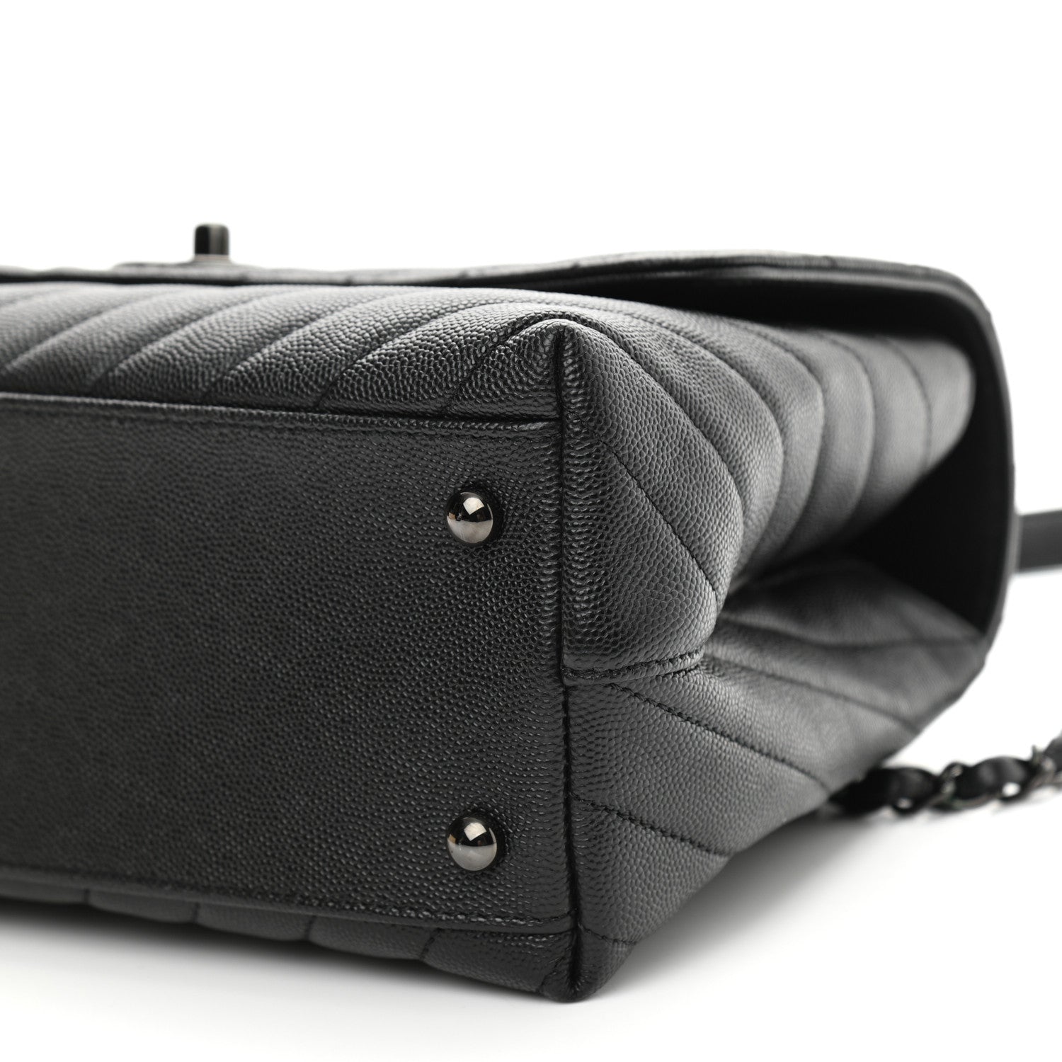 Chanel Caviar Chevron Quilted Small Coco Handle Flap So Black 10 of 10
