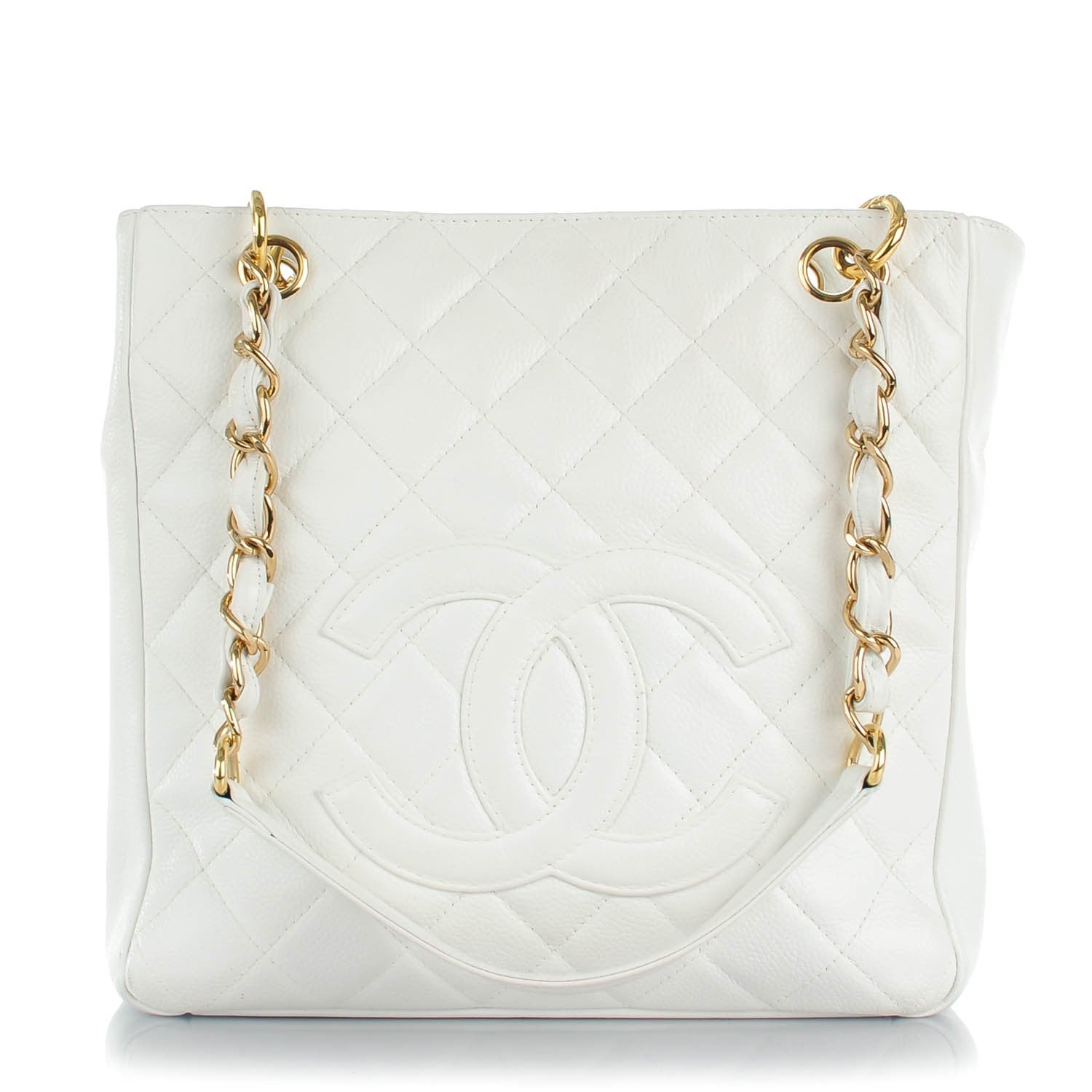 Chanel Caviar Quilted Petit Shopping Tote PST White 1 of 16