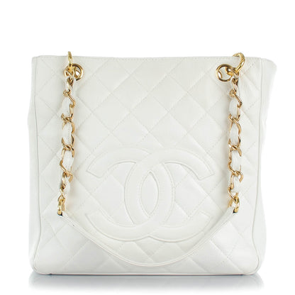 Chanel Caviar Quilted Petit Shopping Tote PST White 1 of 16