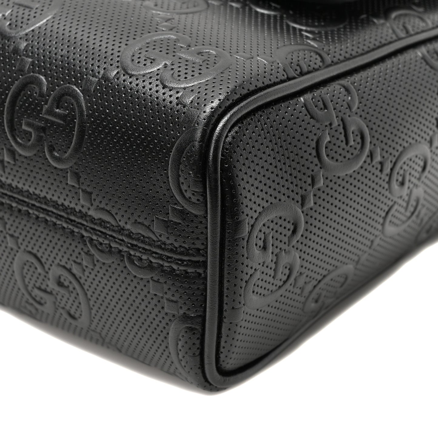 Calfskin GG Tennis Embossed Shoulder Bag Black