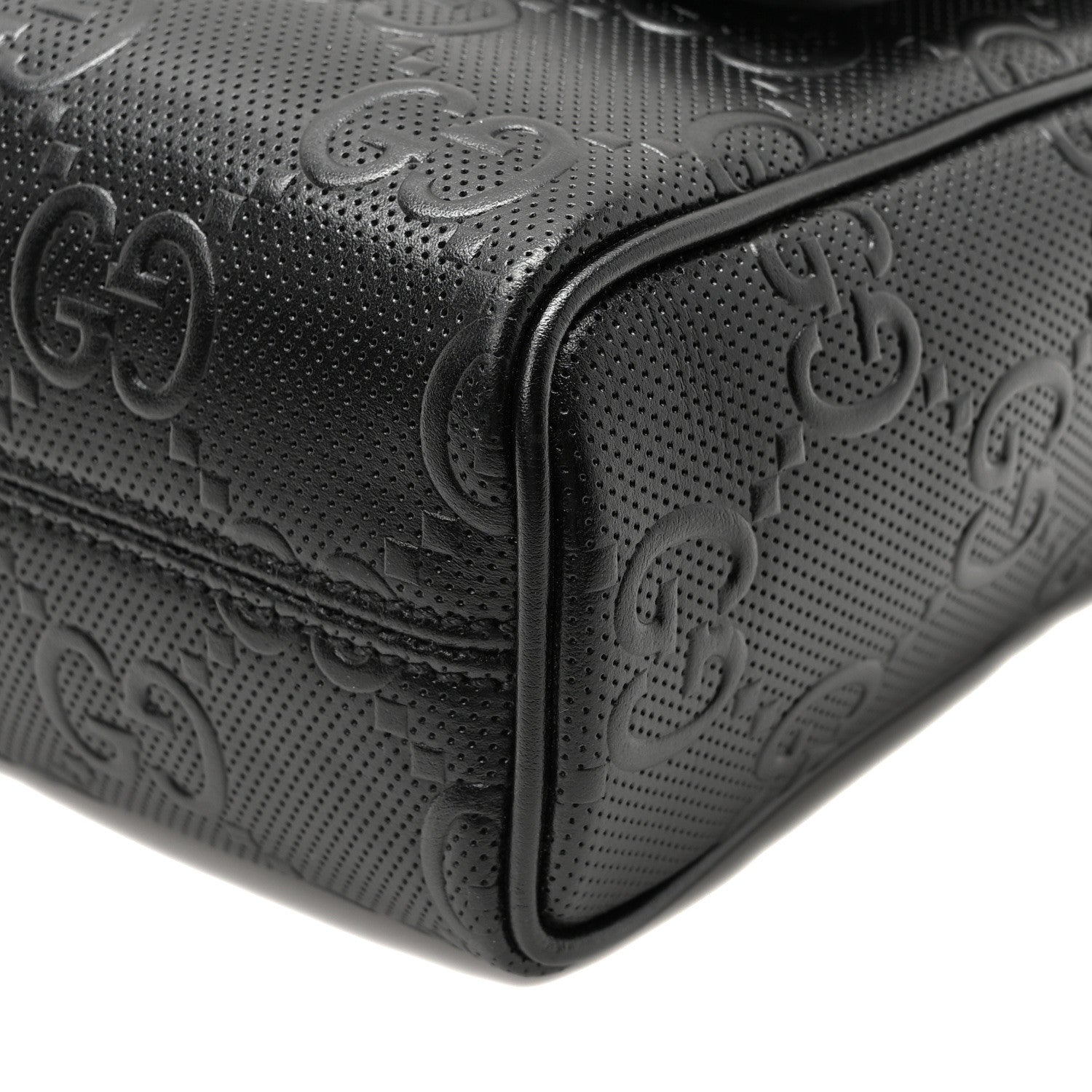 Gucci Calfskin GG Tennis Embossed Shoulder Bag Black 10 of 10