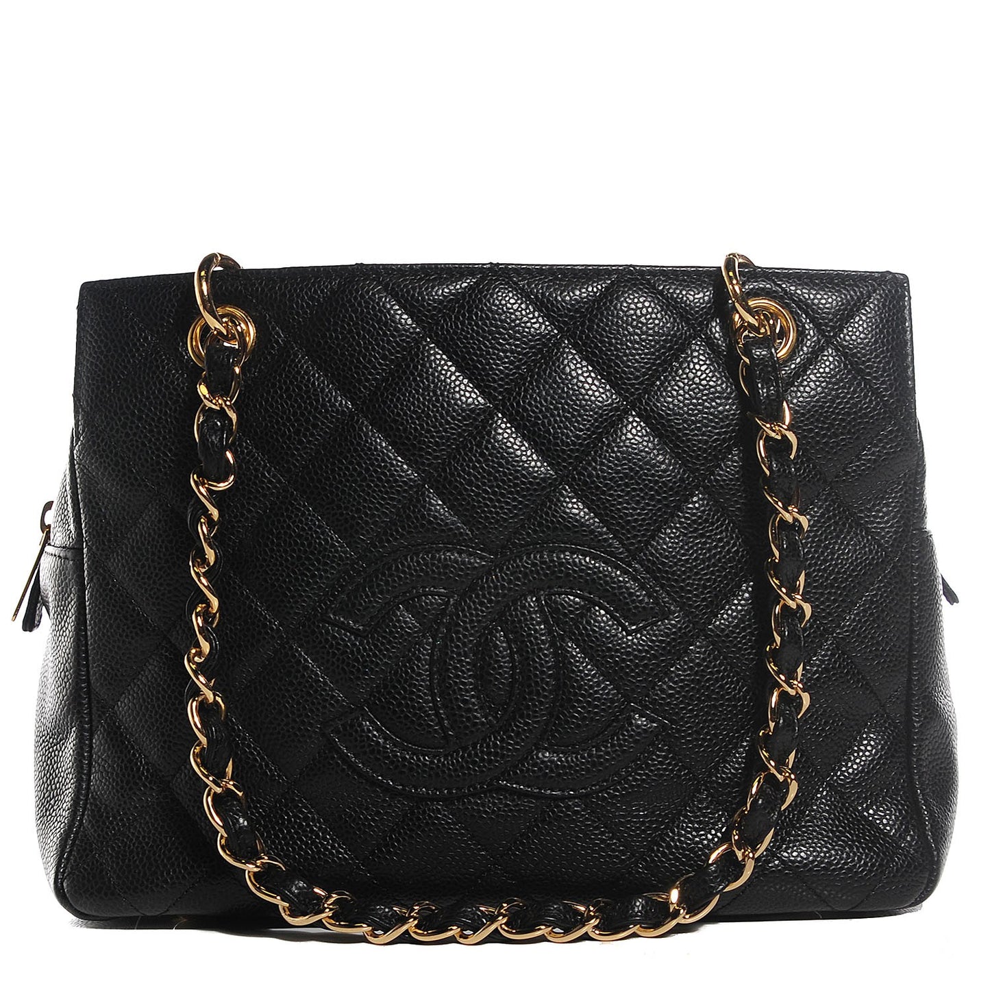 Caviar Quilted Petit Timeless Tote PTT Black