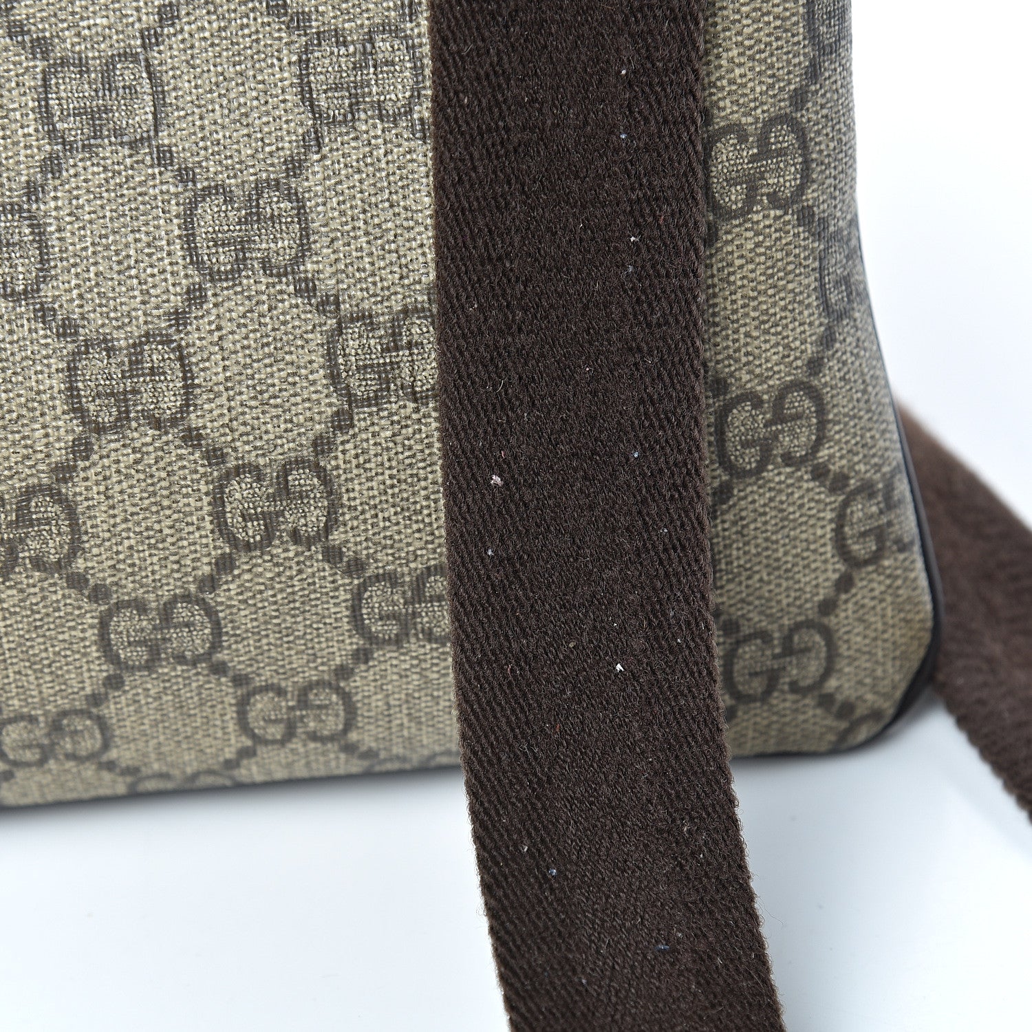Gucci GG Supreme Monogram Selleria Calfskin Small Flat Side Zip Messenger Bag Beige Ebony Cocoa Dark Chocolate 21 of 23