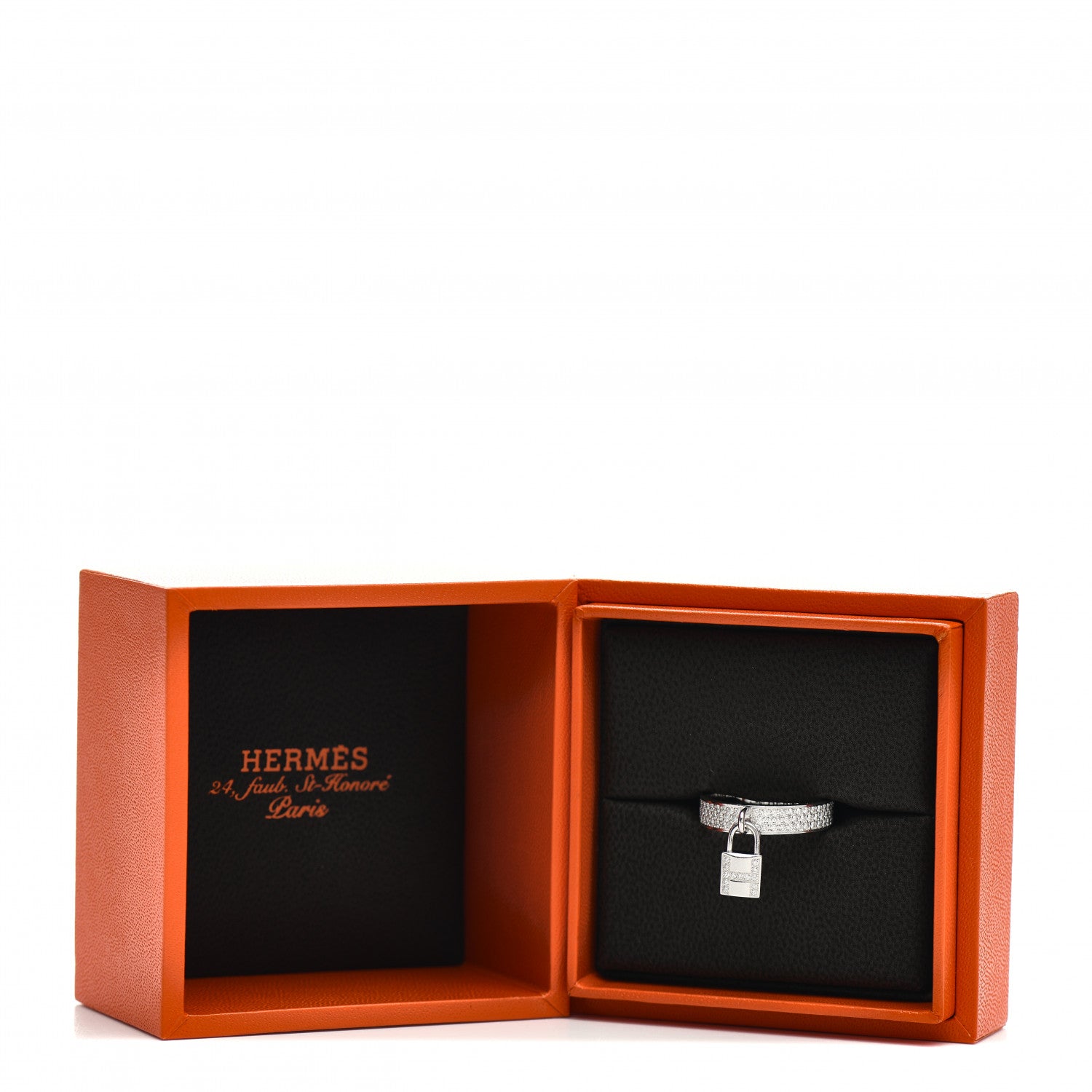 Hermes 18K White Gold Diamond MM Kelly Clochette Ring 53 6.5 5 of 5
