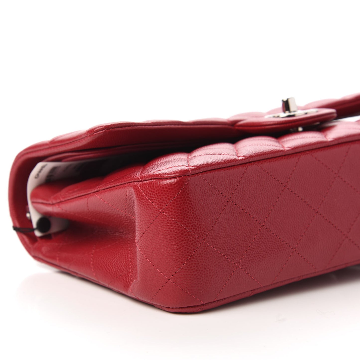 Caviar Quilted Medium Double Flap Red