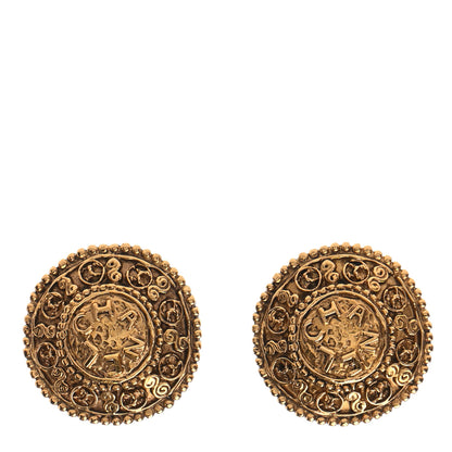 Chanel CC Button Clip On Earrings Gold 1 of 8