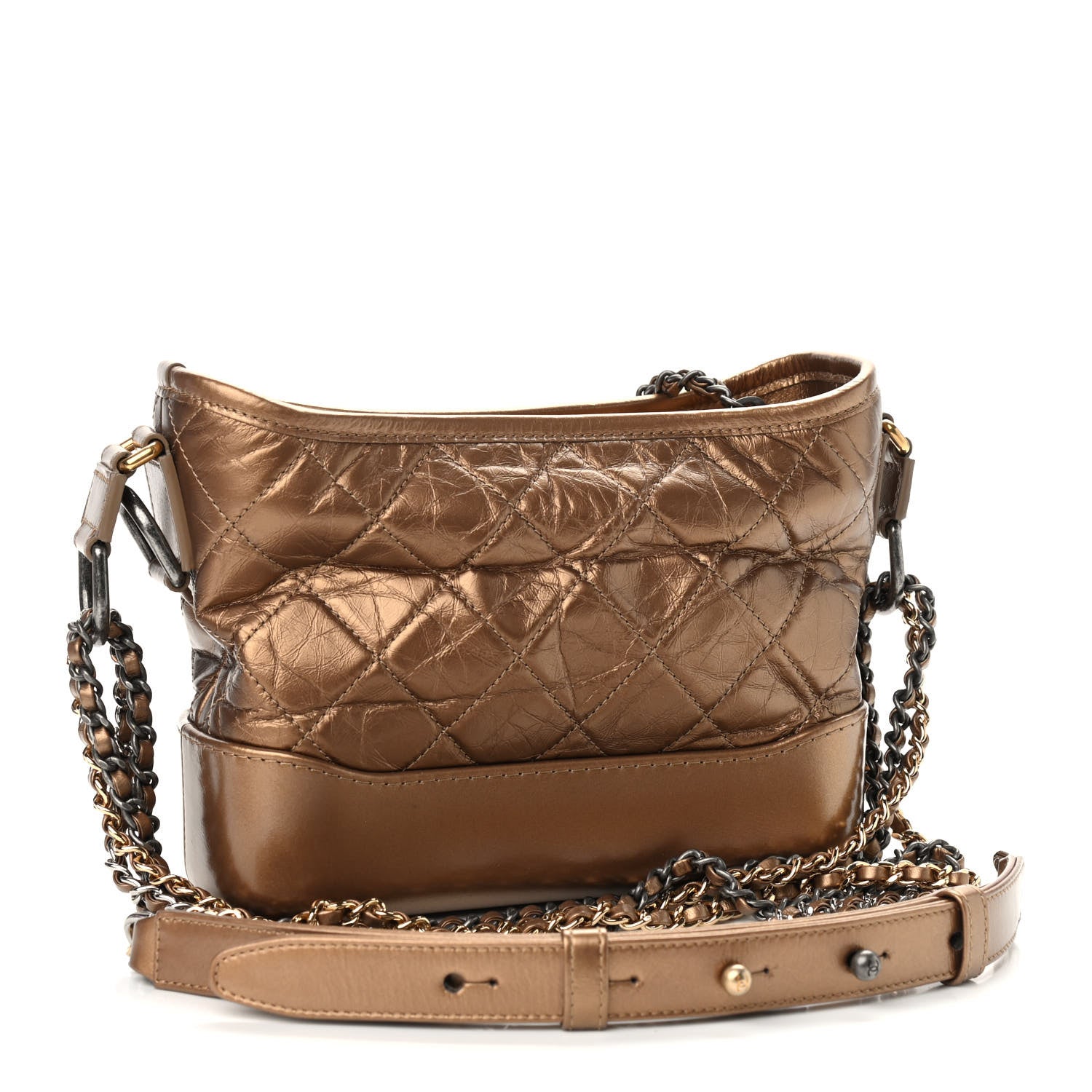 Chanel Aged Calfskin Quilted Small Gabrielle Hobo Bronze 3 of 9