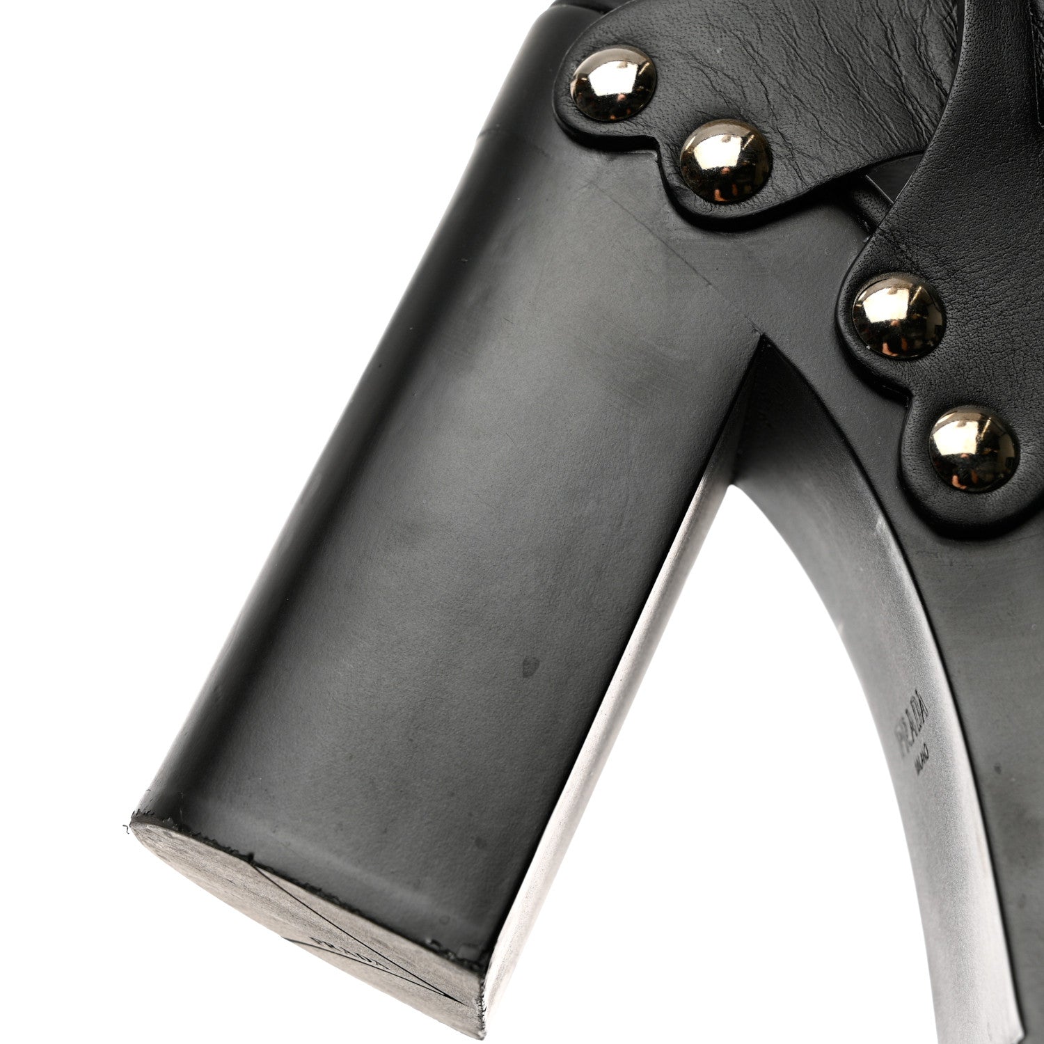 Prada Calfskin Platform Slingback Sandals 37 Black 9 of 12