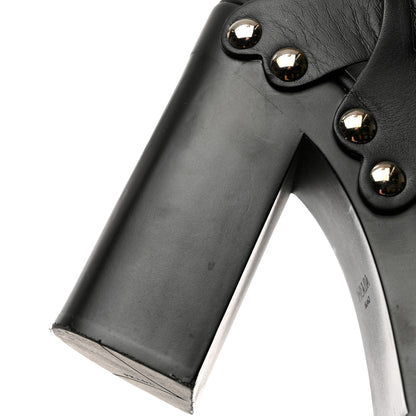 Prada Calfskin Platform Slingback Sandals 37 Black 9 of 12