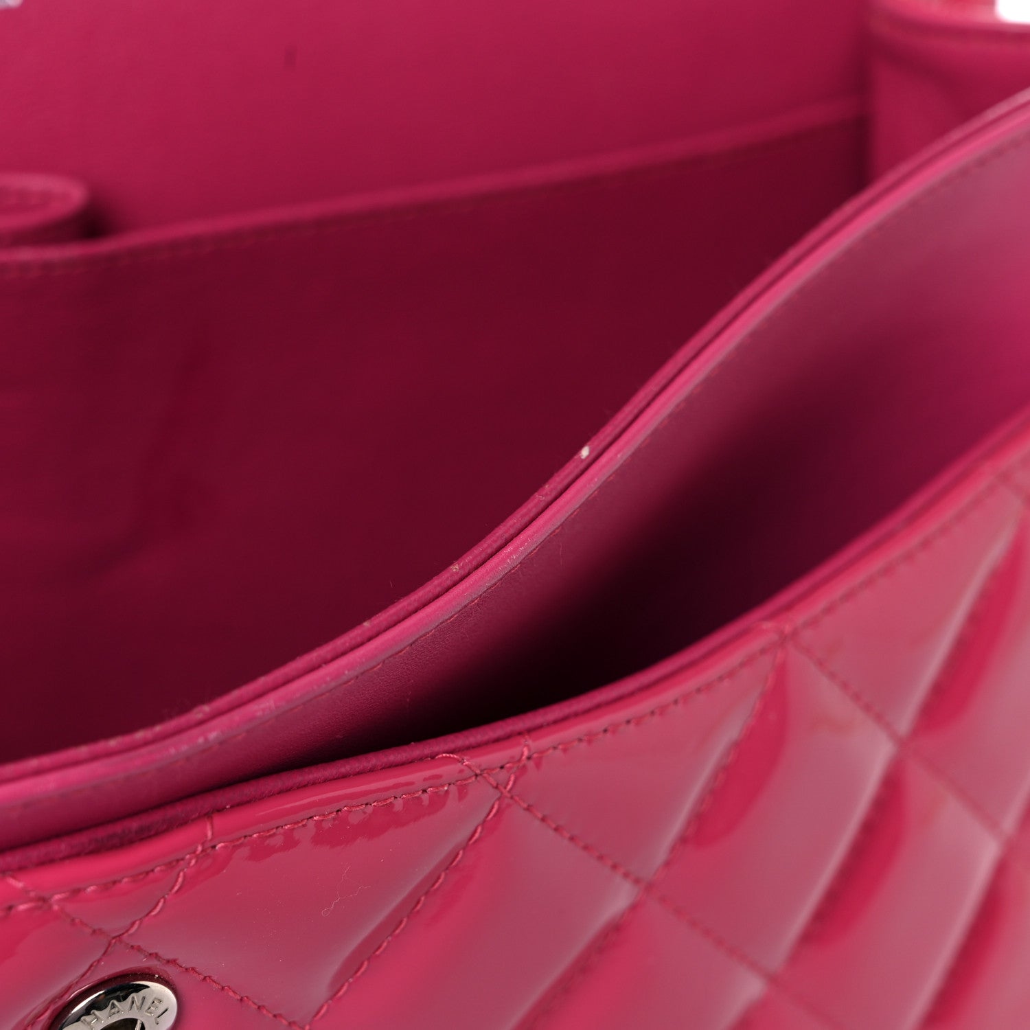 Chanel Patent Quilted Jumbo Double Flap Fuchsia 14 of 23