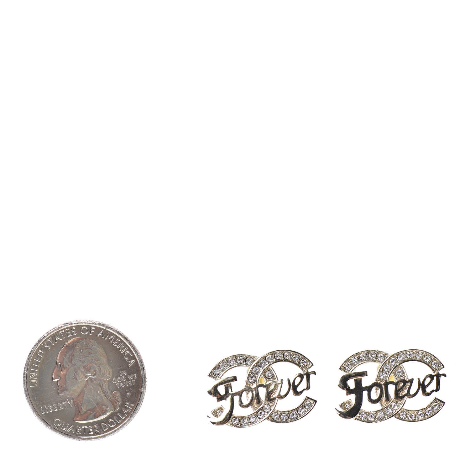 Chanel Crystal CC Forever Earrings Gold 2 of 5