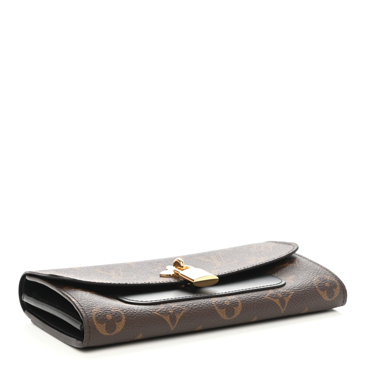 Monogram Flower Lock Long Wallet Black