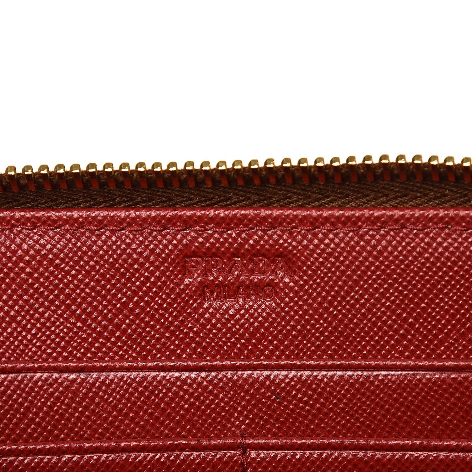 Prada Saffiano Double Zip Around Wallet Caramel Fuoco 6 of 8