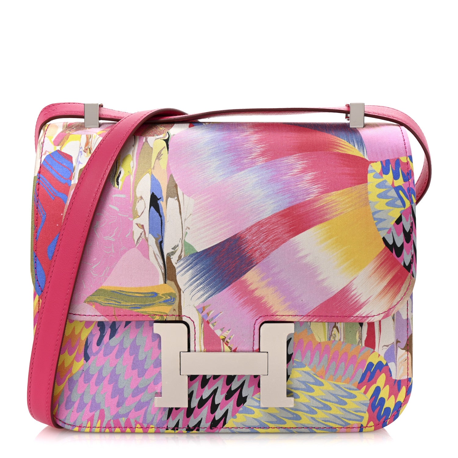 Hermes Swift Silk Marble Printed Constance 24 Rose Azalee Rose Mexico 1 of 14