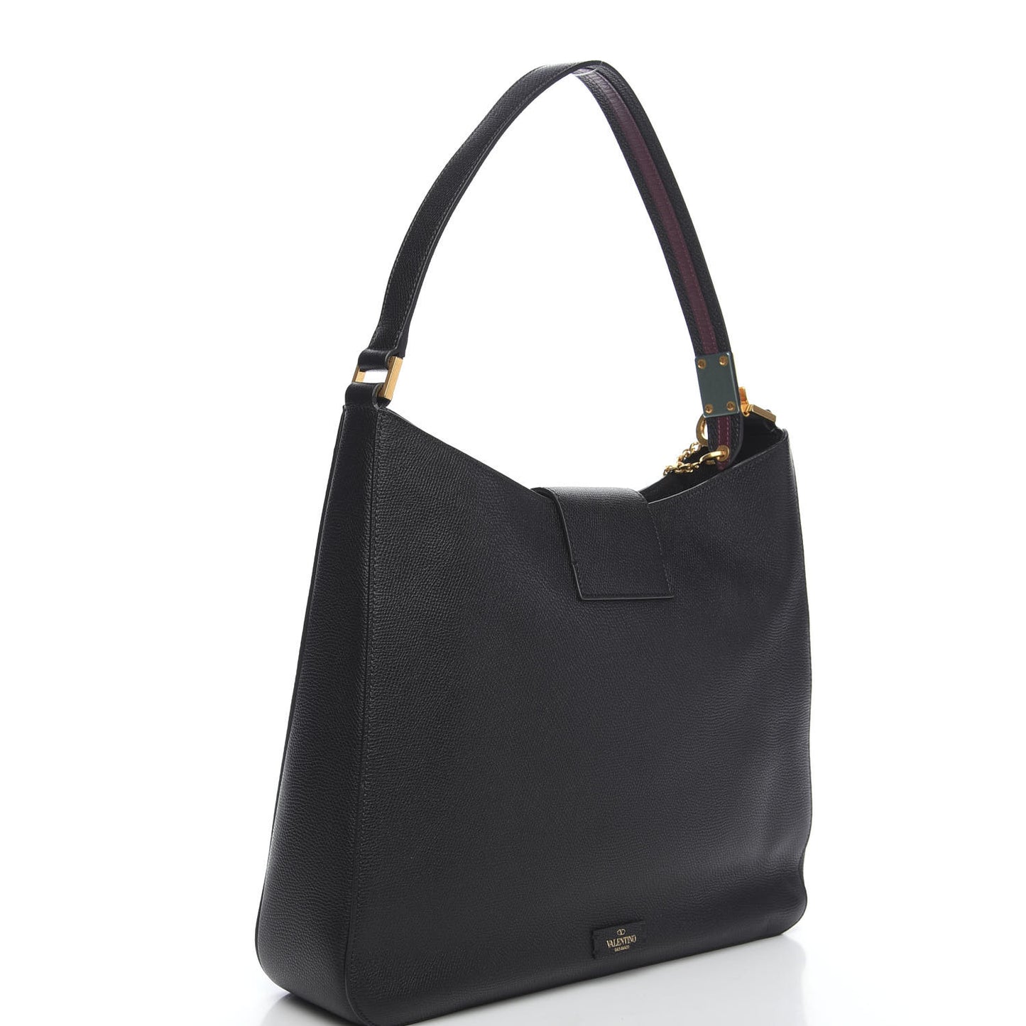 Grainy Calfskin VSling Hobo Bag Black