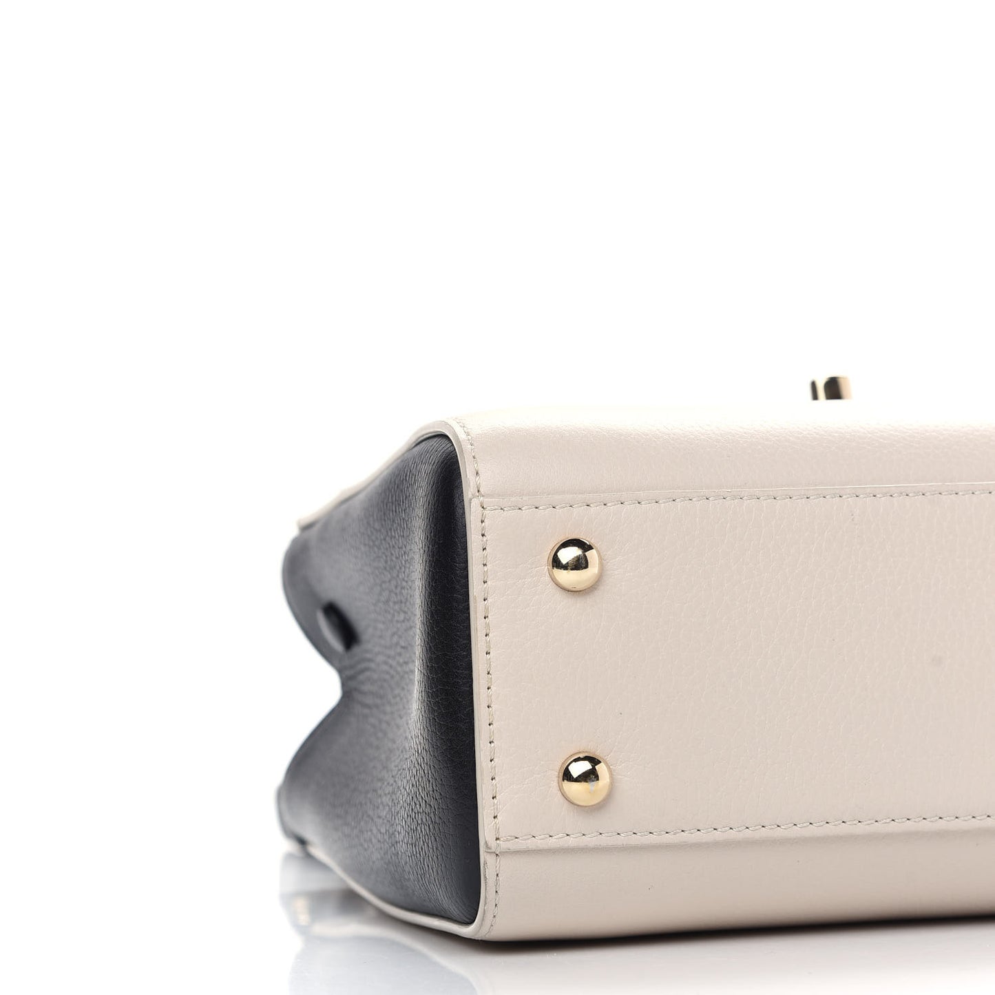 Grained Calfskin Mini Bi-Color Neo Executive Shopper Tote Beige Black
