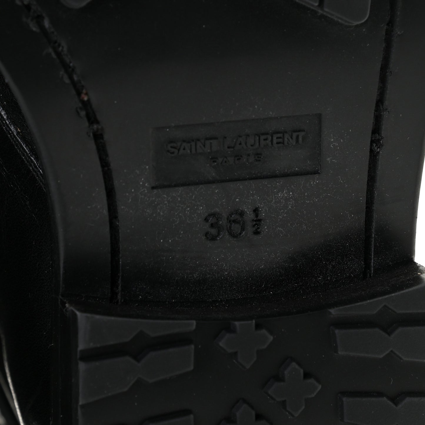 Kangaroo Calfskin Embossed Army 20 Strap Boots 36.5 Black