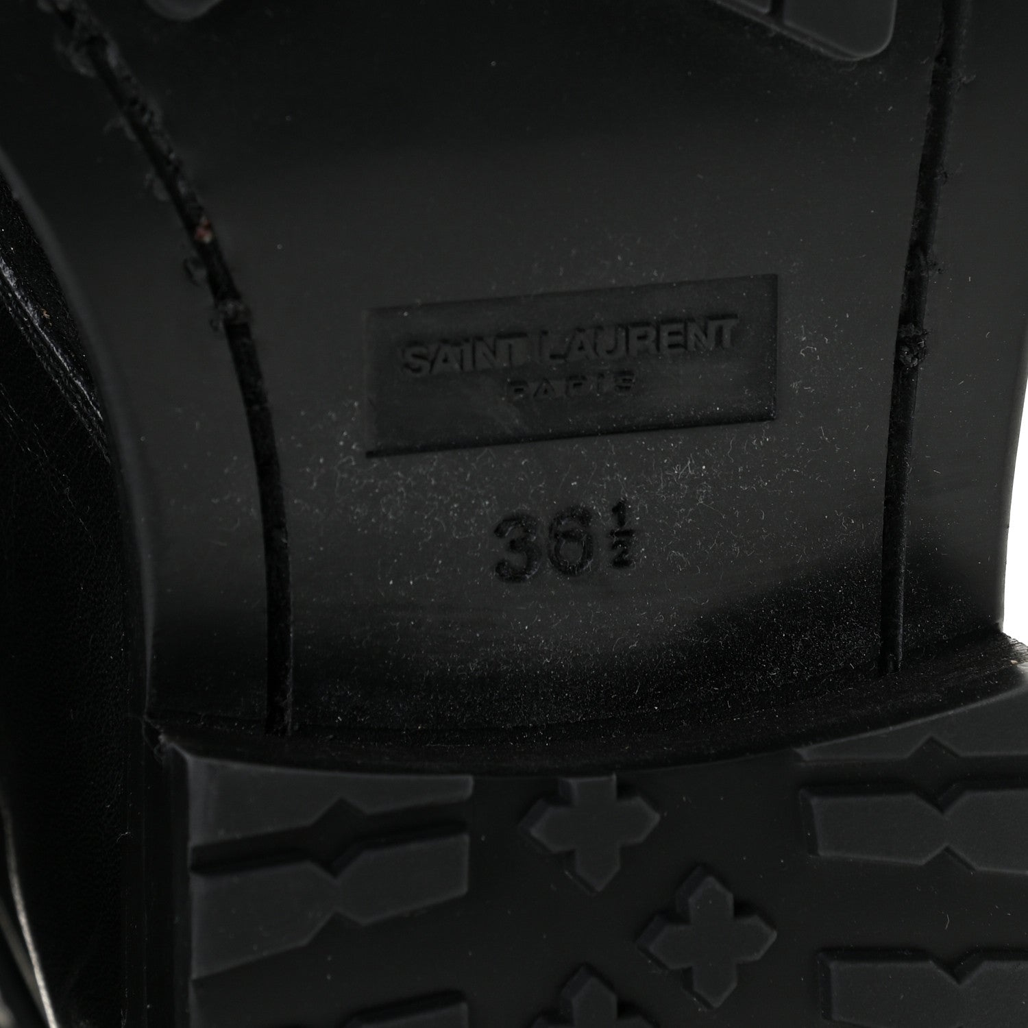 Saint Laurent Kangaroo Calfskin Embossed Army 20 Strap Boots 36.5 Black 9 of 9