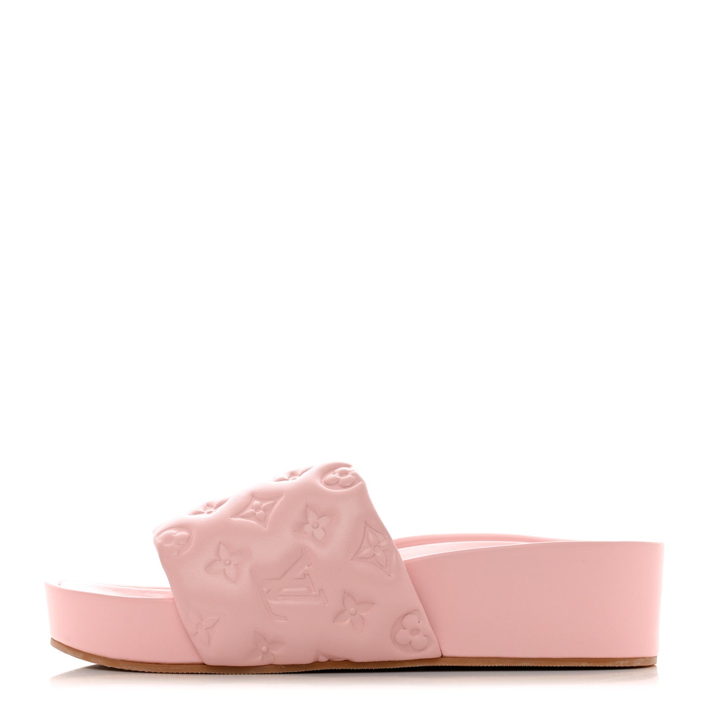 Lambskin Embossed Monogram Jumbo Flatform Mule Sandals 41 Rose Clair