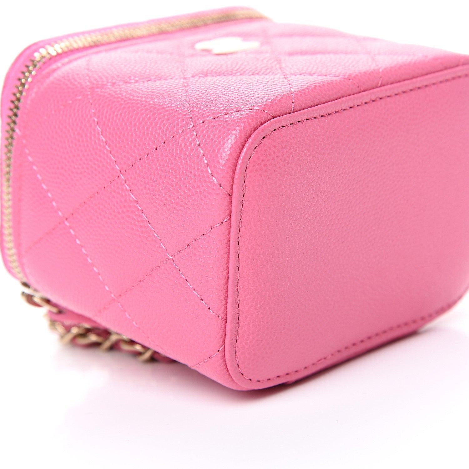 Chanel Caviar Quilted Mini Vanity Case With Chain Pink 8 of 10