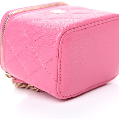 Chanel Caviar Quilted Mini Vanity Case With Chain Pink 8 of 10
