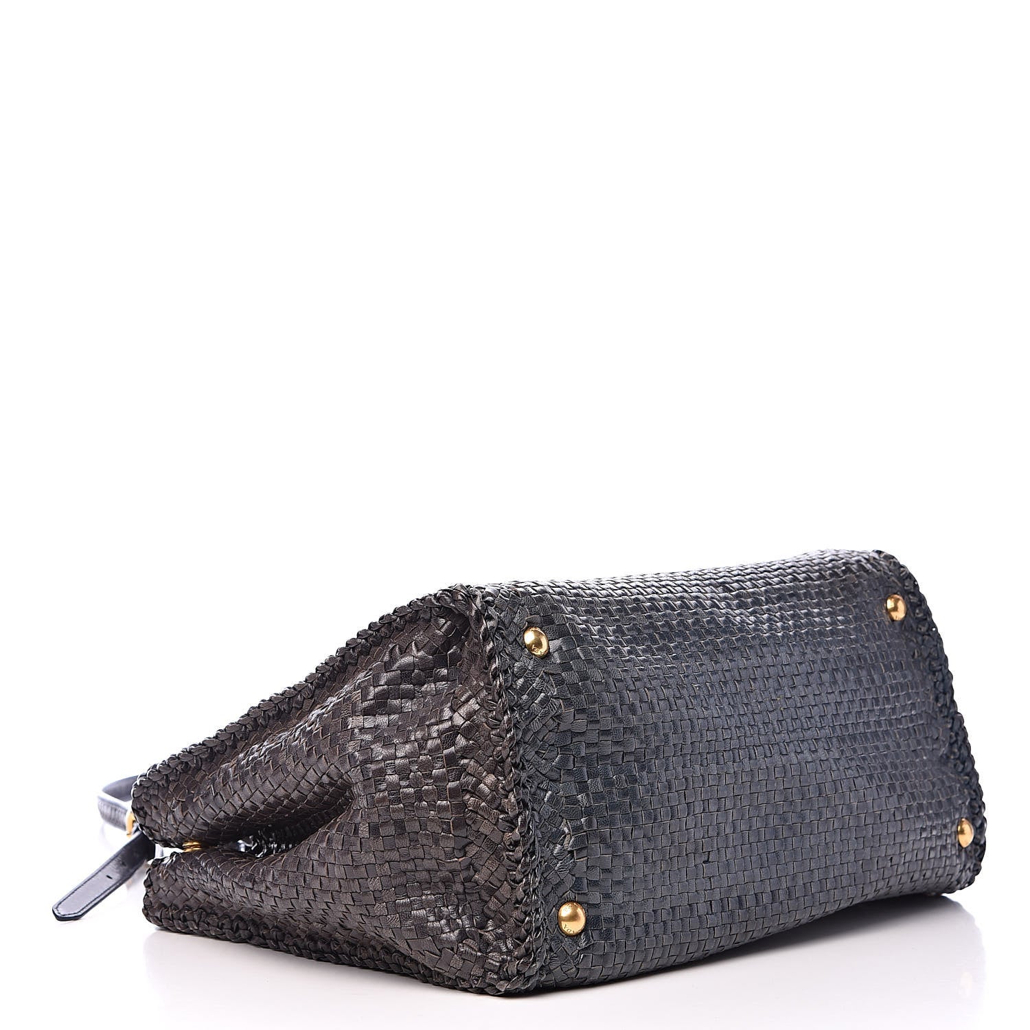 Prada Goatskin Woven Medium Tote Moro 4 of 13