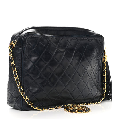 Chanel Lambskin Quilted CC Tassel Camera Case Navy 3 of 16