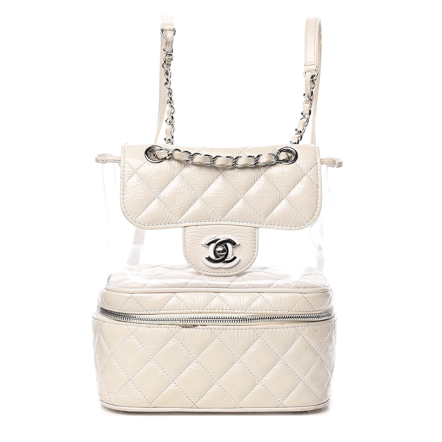 Chanel Crumpled Calfskin PVC Quilted Backpack White 1 of 18