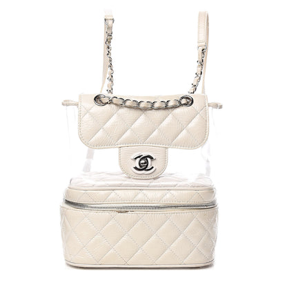 Chanel Crumpled Calfskin PVC Quilted Backpack White 1 of 18