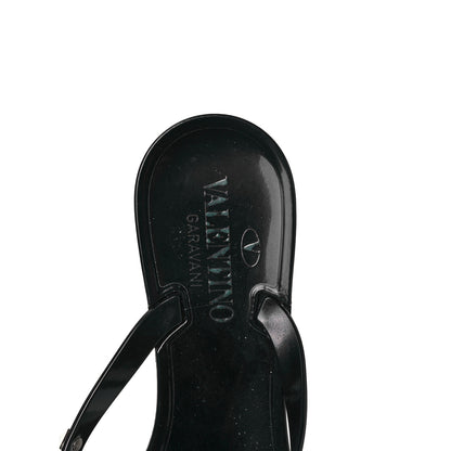 Valentino Garavani PVC Jelly Rockstud Bow Thong Sandals 37 Black 5 of 8